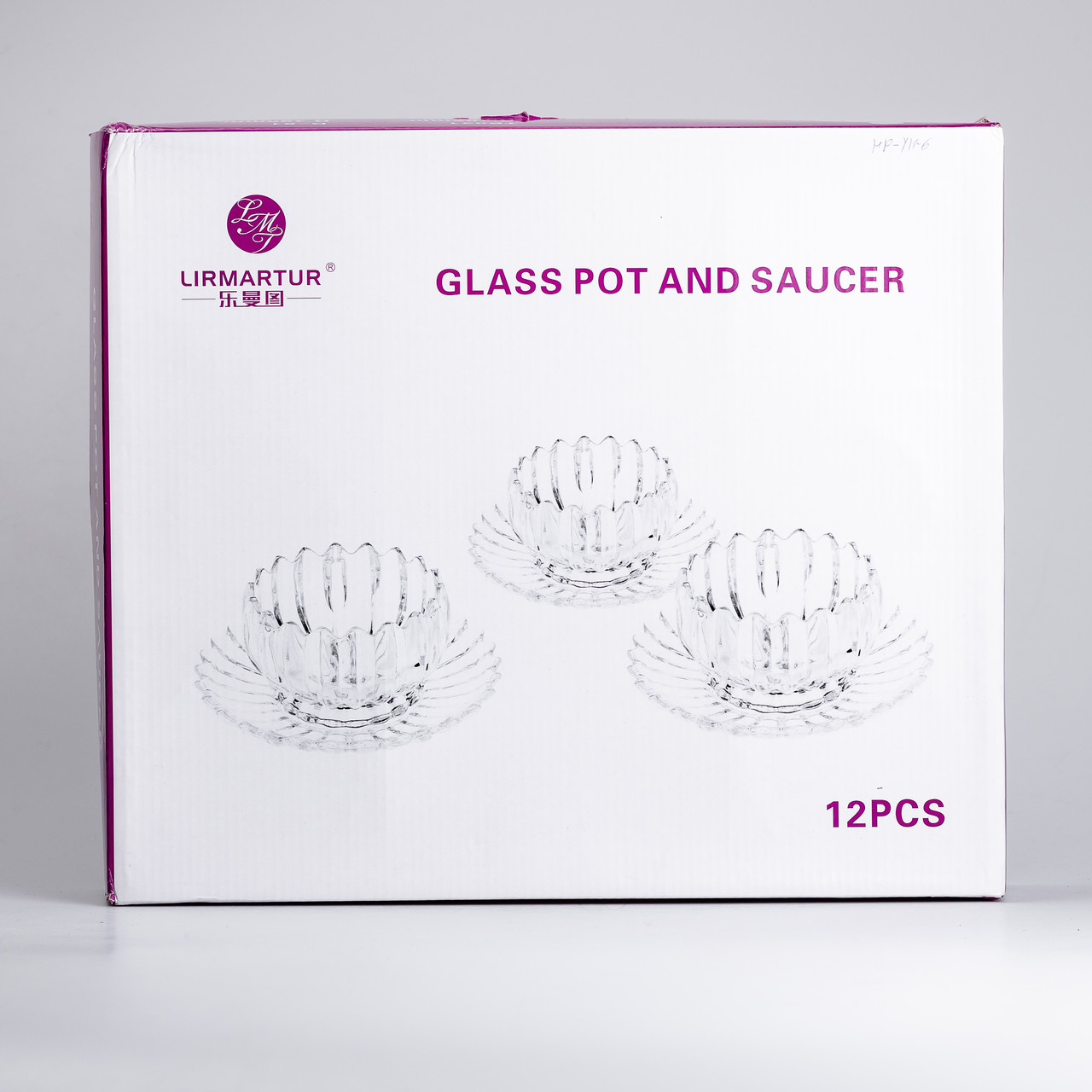 Набір піал із блюдцем 6 шт зі скла 300 мл для десертів_HP-YH-6_Milantium_7