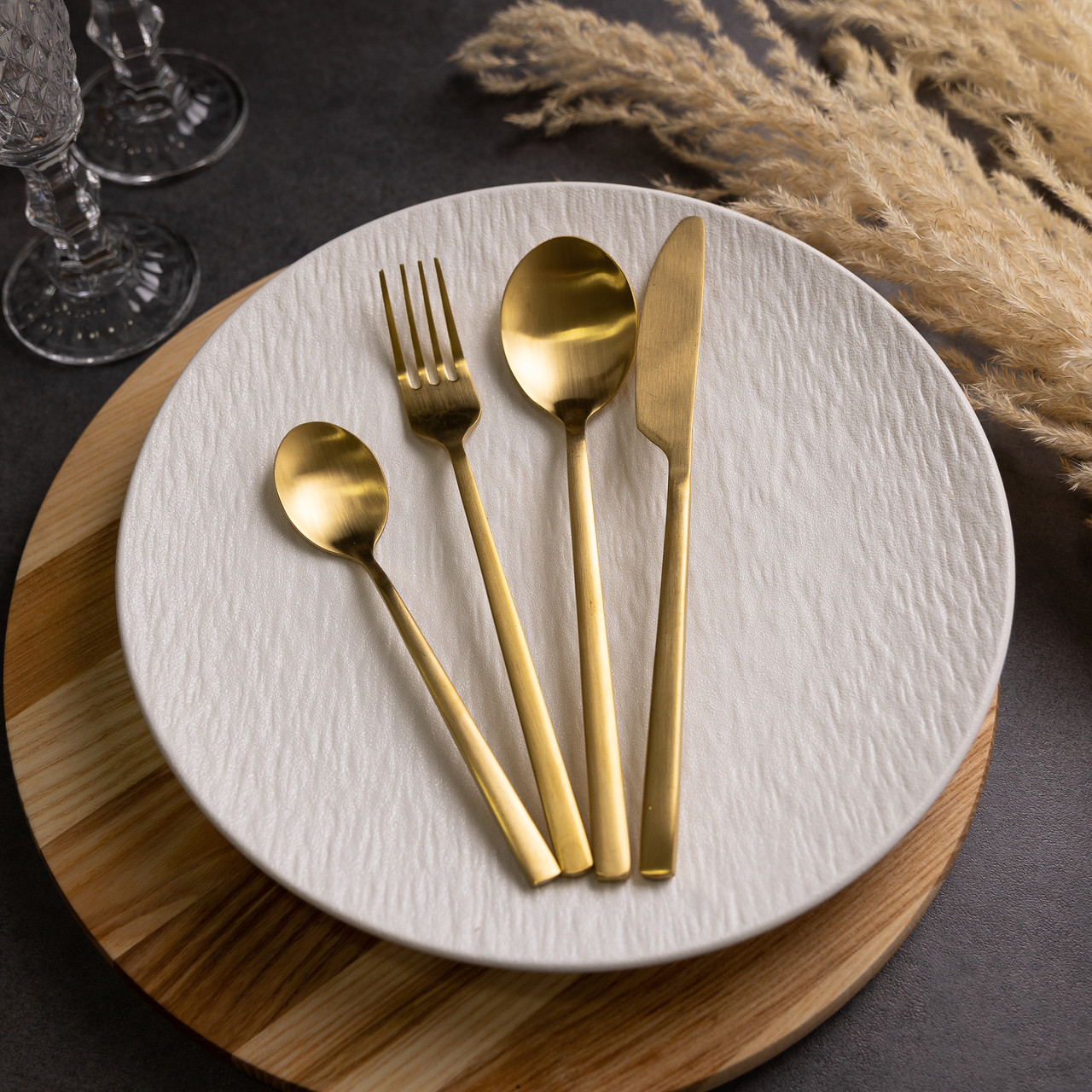 Набор столовых приборов на 6 персон 24 предмети столовий набір приборів Золотистий HP-20-25_HP-20-25_Milantium_3