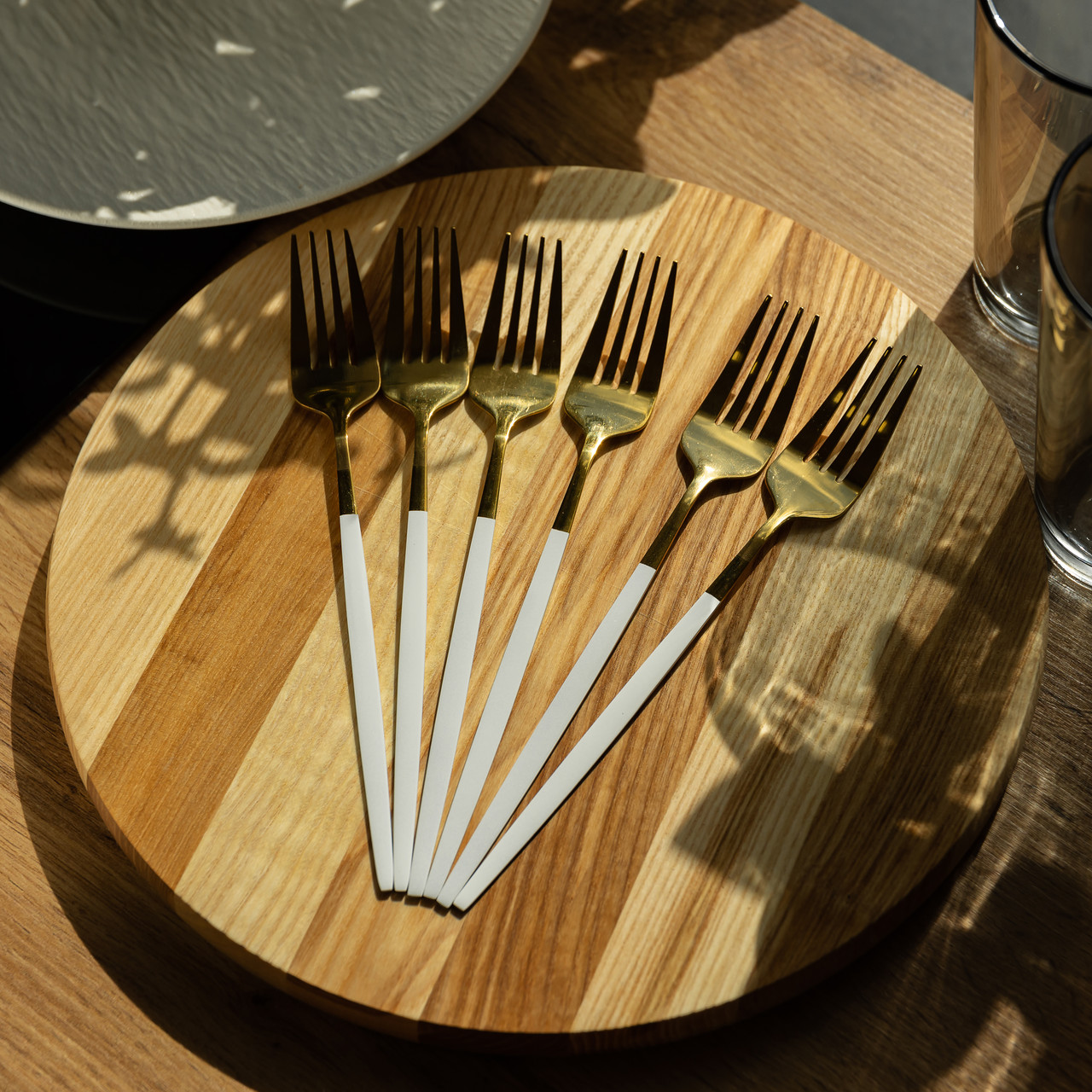 Набір столових виделок 6 штук виделки кухонні з нержавіючої сталі 21.5 см Білий із золотом HP-20-9_HP-20-9_Milantium_4