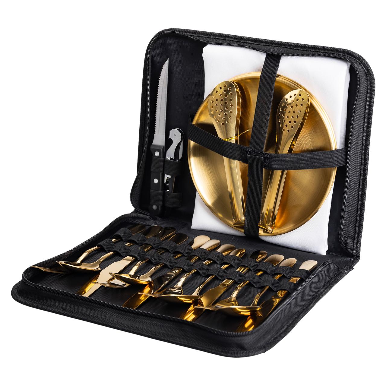 пікніка 24 предмети в чохлі з нержавійки Золото_HP-20-69_Milantium_1