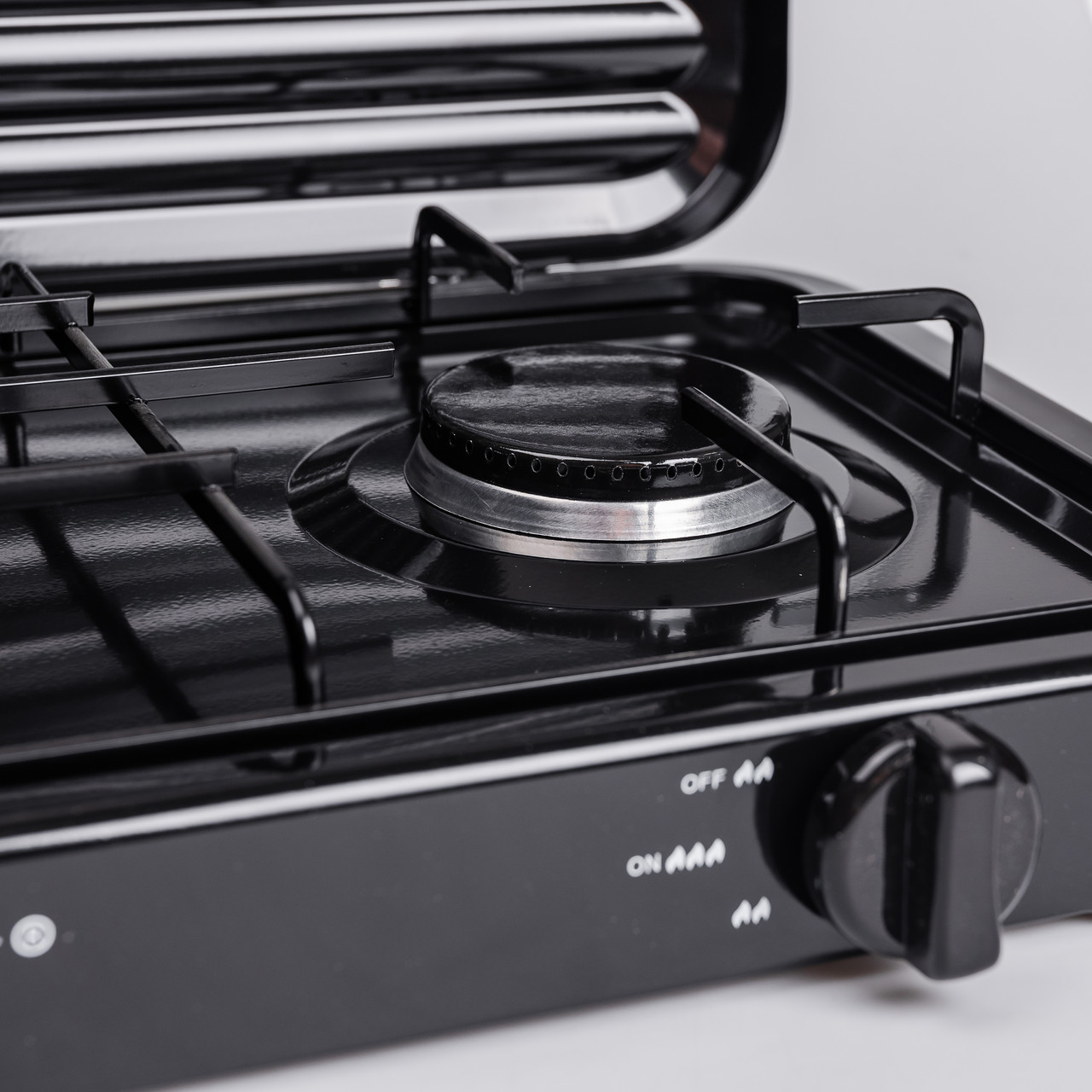 Настільна газова плита на 2 конфорки 4.4 кВт міні газова плита для балонного газу Чорна Sokany_SK-6002B_Milantium_7