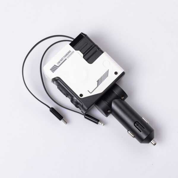 Автомобільний зарядний пристрій MECHA з висувними кабелями та портами USB/Type-C Білий HP-A1W_HP-A1W_Milantium_1
