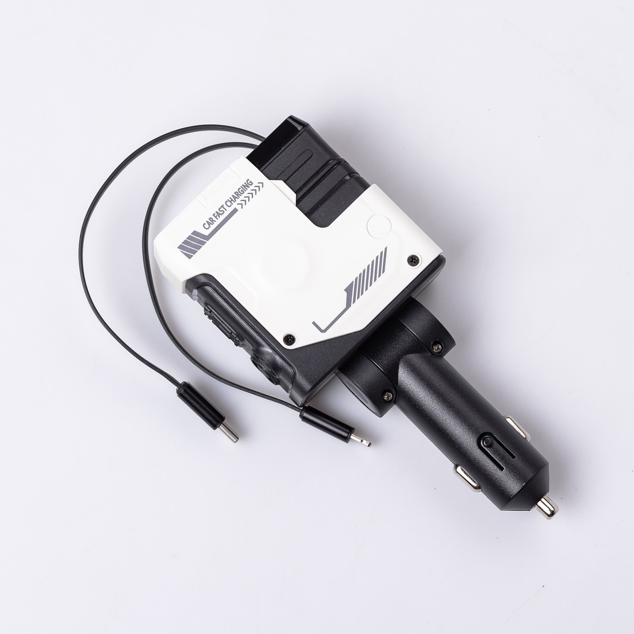 Автомобільний зарядний пристрій MECHA з висувними кабелями та портами USB/Type-C Білий HP-A1W – купити в Україні недорого