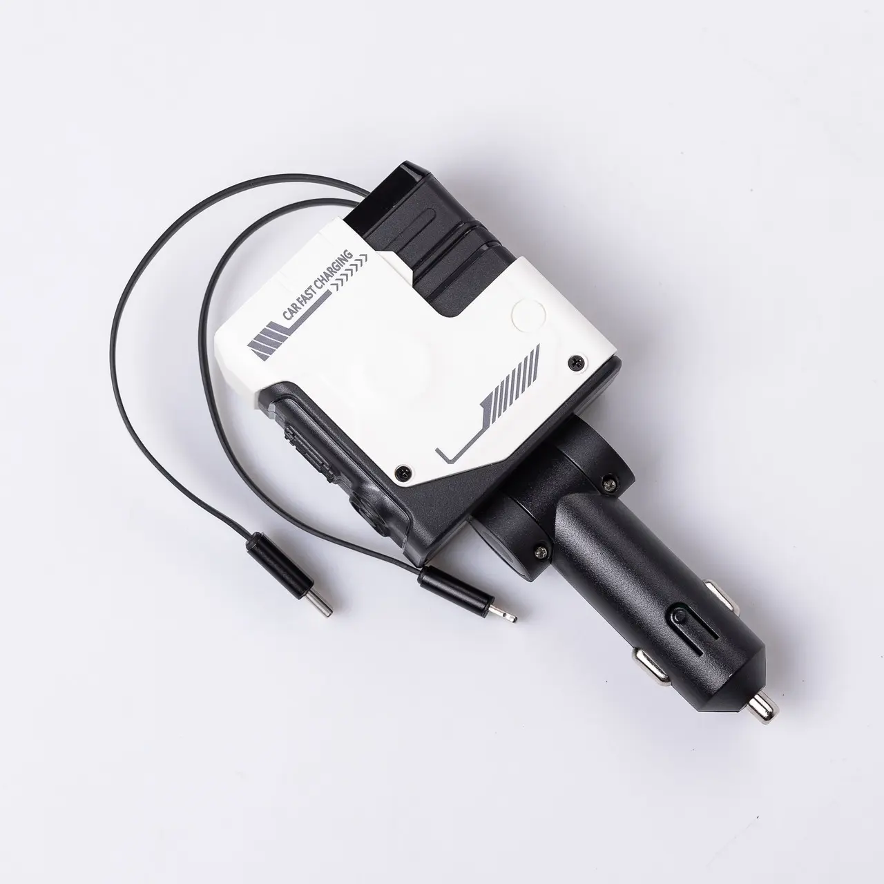 Автомобільний зарядний пристрій MECHA з висувними кабелями та портами USB/Type-C Білий HP-A1W – купити в Україні недорого