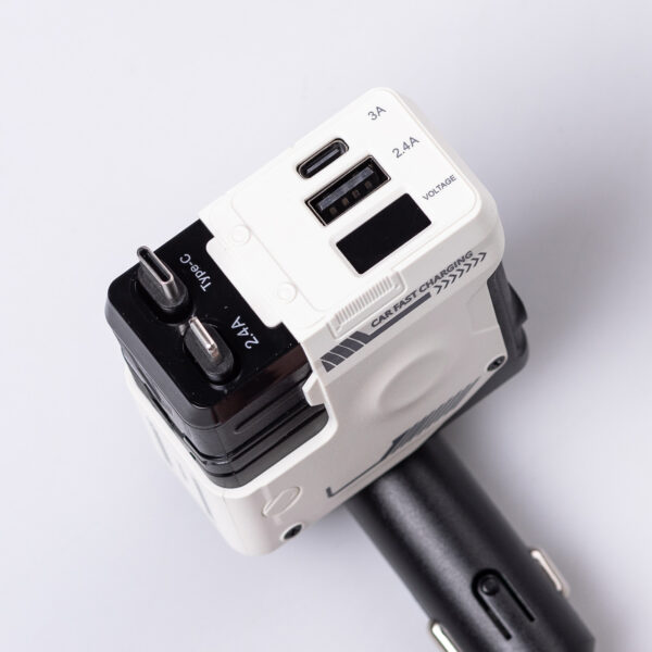Автомобільний зарядний пристрій MECHA з висувними кабелями та портами USB/Type-C Білий HP-A1W_HP-A1W_Milantium_3