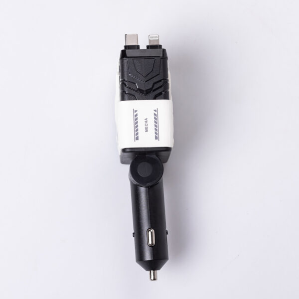 Автомобільний зарядний пристрій MECHA з висувними кабелями та портами USB/Type-C Білий HP-A1W_HP-A1W_Milantium_6