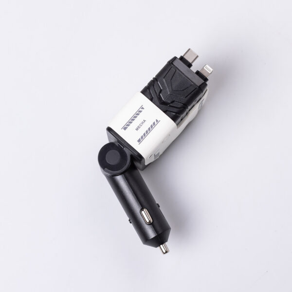 Автомобільний зарядний пристрій MECHA з висувними кабелями та портами USB/Type-C Білий HP-A1W_HP-A1W_Milantium_7