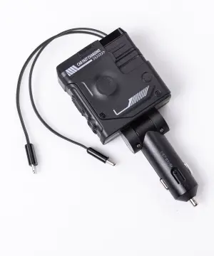 Автомобільний зарядний пристрій MECHA з висувними кабелями та портами USB/Type-C Чорний HP-A1B_HP-A1B_Milantium_1