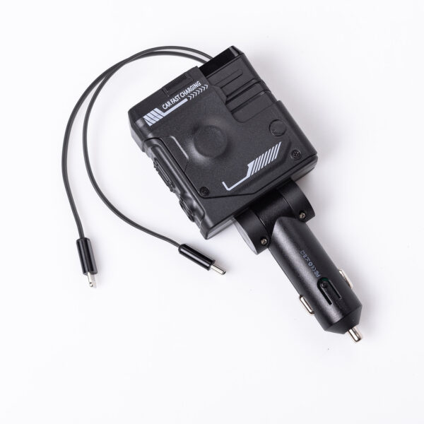 Автомобільний зарядний пристрій MECHA з висувними кабелями та портами USB/Type-C Чорний HP-A1B_HP-A1B_Milantium_1