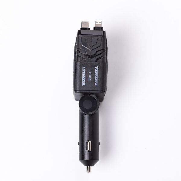 Автомобільний зарядний пристрій MECHA з висувними кабелями та портами USB/Type-C Чорний HP-A1B_HP-A1B_Milantium_4