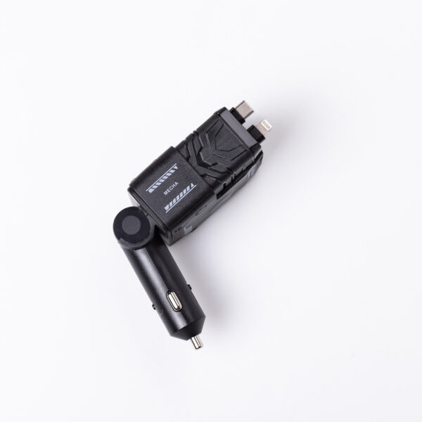 Автомобільний зарядний пристрій MECHA з висувними кабелями та портами USB/Type-C Чорний HP-A1B_HP-A1B_Milantium_6