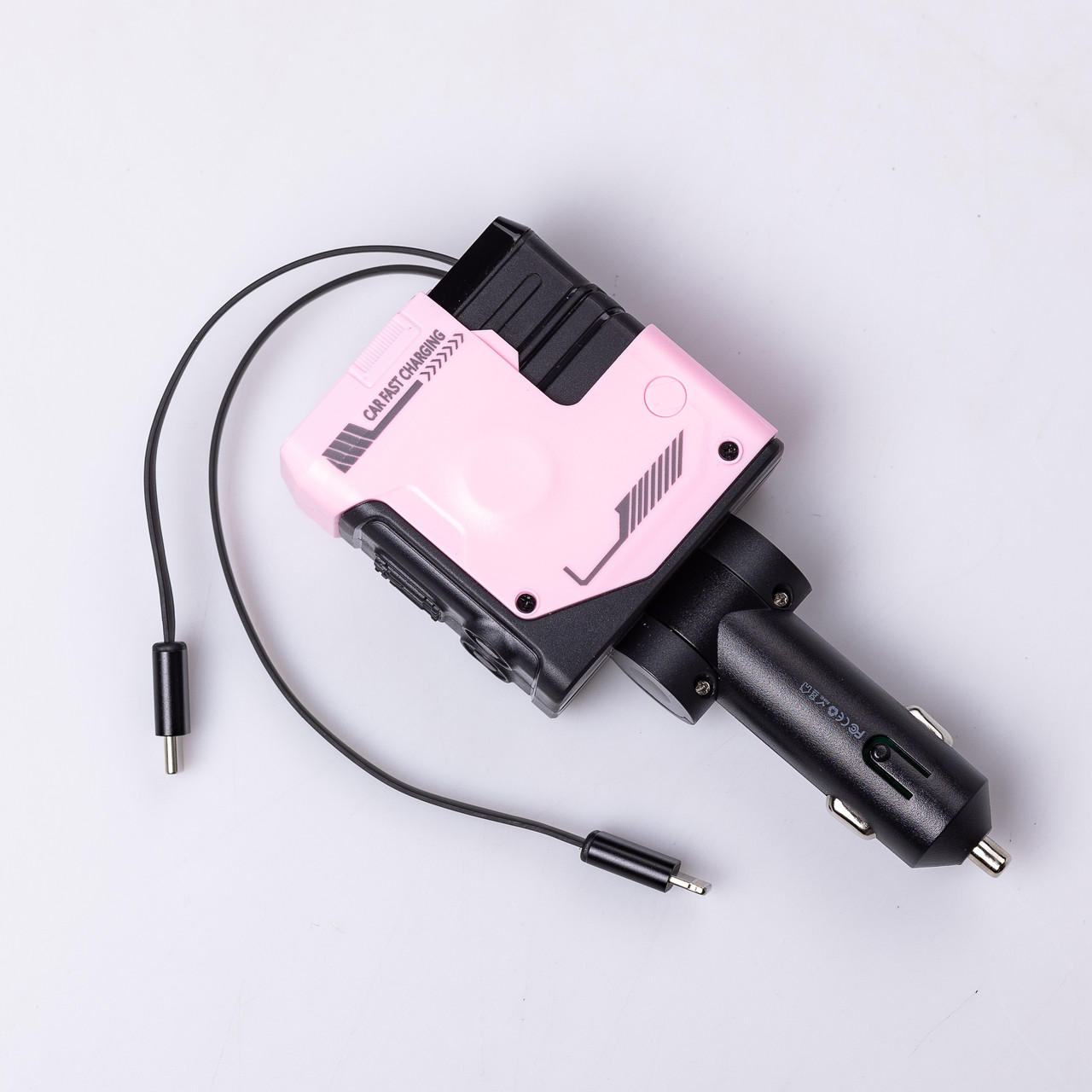 Автомобільний зарядний пристрій MECHA з висувними кабелями та портами USB/Type-C Рожевий HP-A1P – купити в Україні недорого