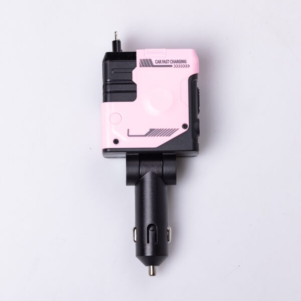 Автомобільний зарядний пристрій MECHA з висувними кабелями та портами USB/Type-C Рожевий HP-A1P_HP-A1P_Milantium_4