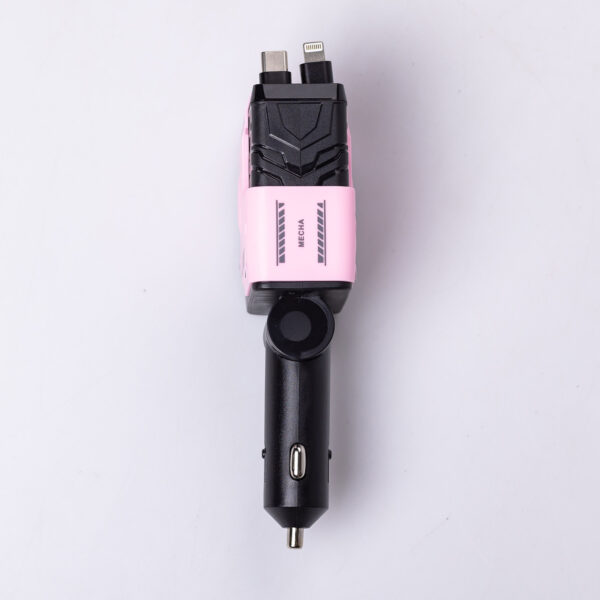 Автомобільний зарядний пристрій MECHA з висувними кабелями та портами USB/Type-C Рожевий HP-A1P_HP-A1P_Milantium_7