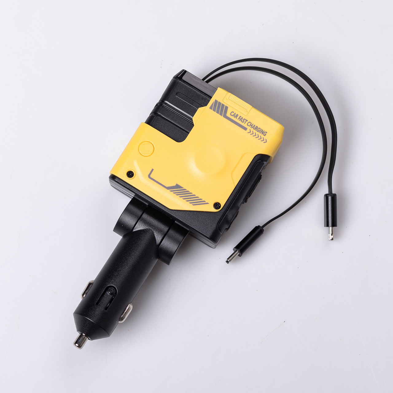 Автомобільний зарядний пристрій MECHA з висувними кабелями та портами USB/Type-C Жовтий HP-A1Y – купити в Україні недорого