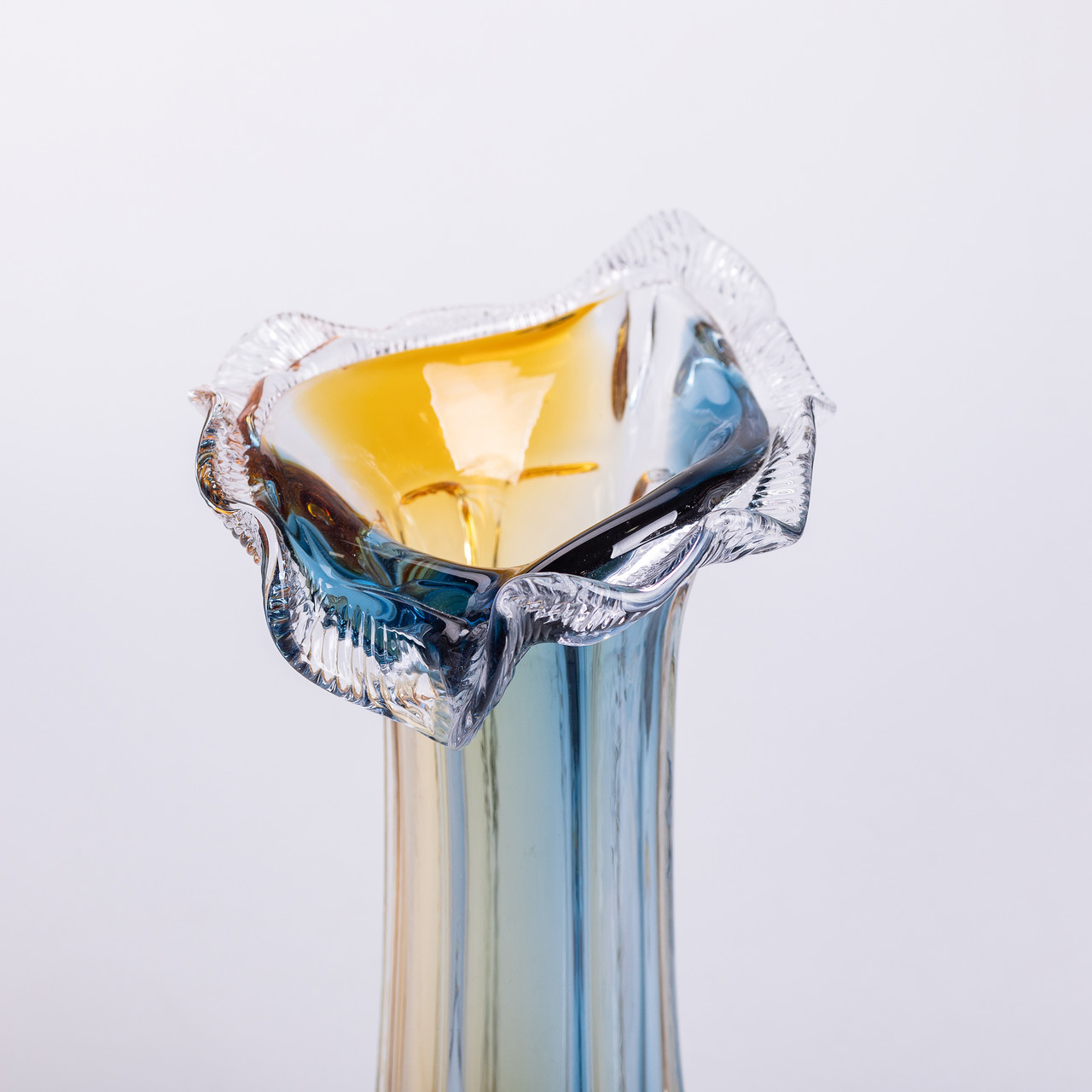 Декоративна скляна ваза для квітів 29 см фігурна ваза 500 мл Жовто-синя HP-9-4_HP-9-4_Milantium_2