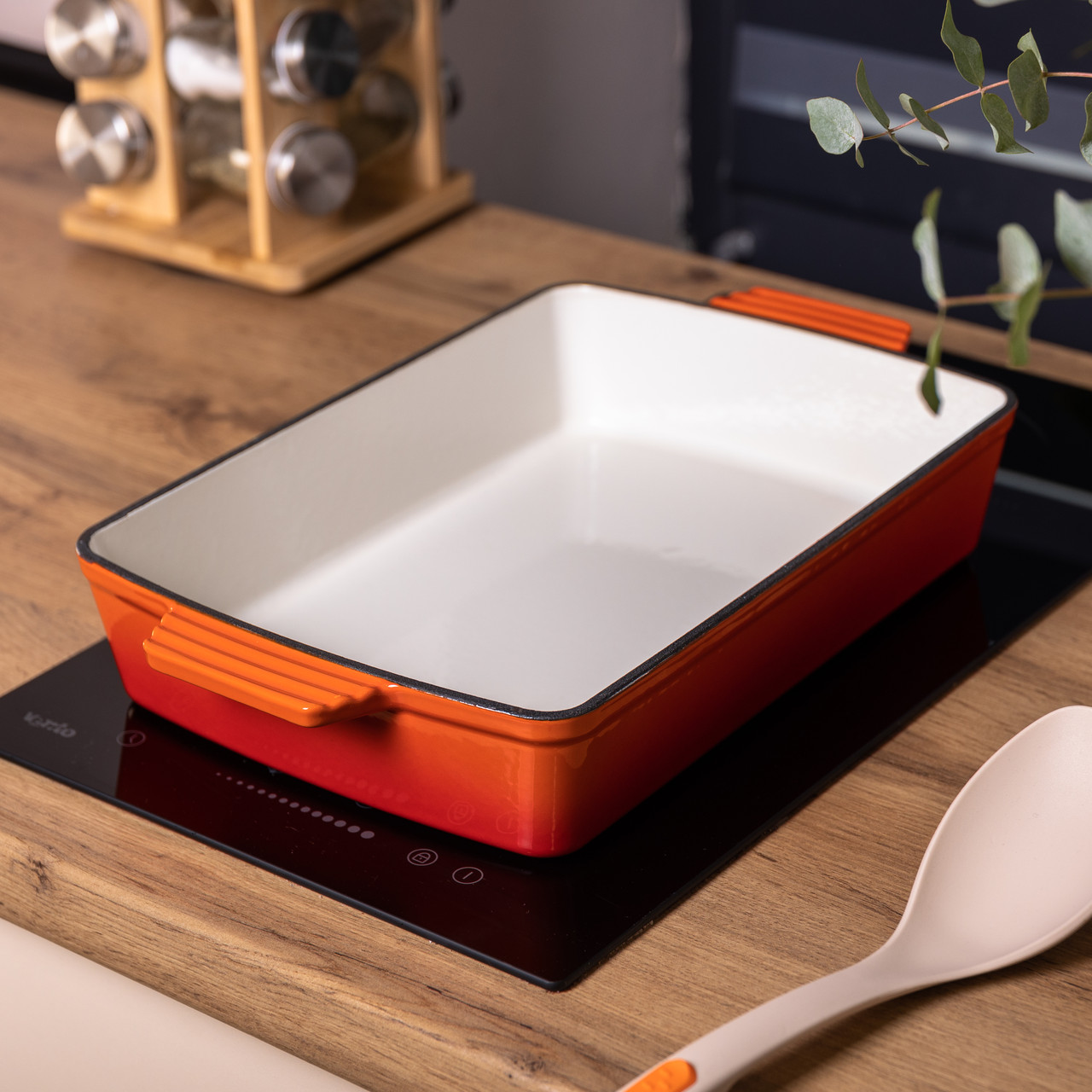 Форма для запікання чавунна 40х23.6х6 см форма для випічки 3 л Помаранчева HP-1-9O_HP-1-9O_Milantium_4