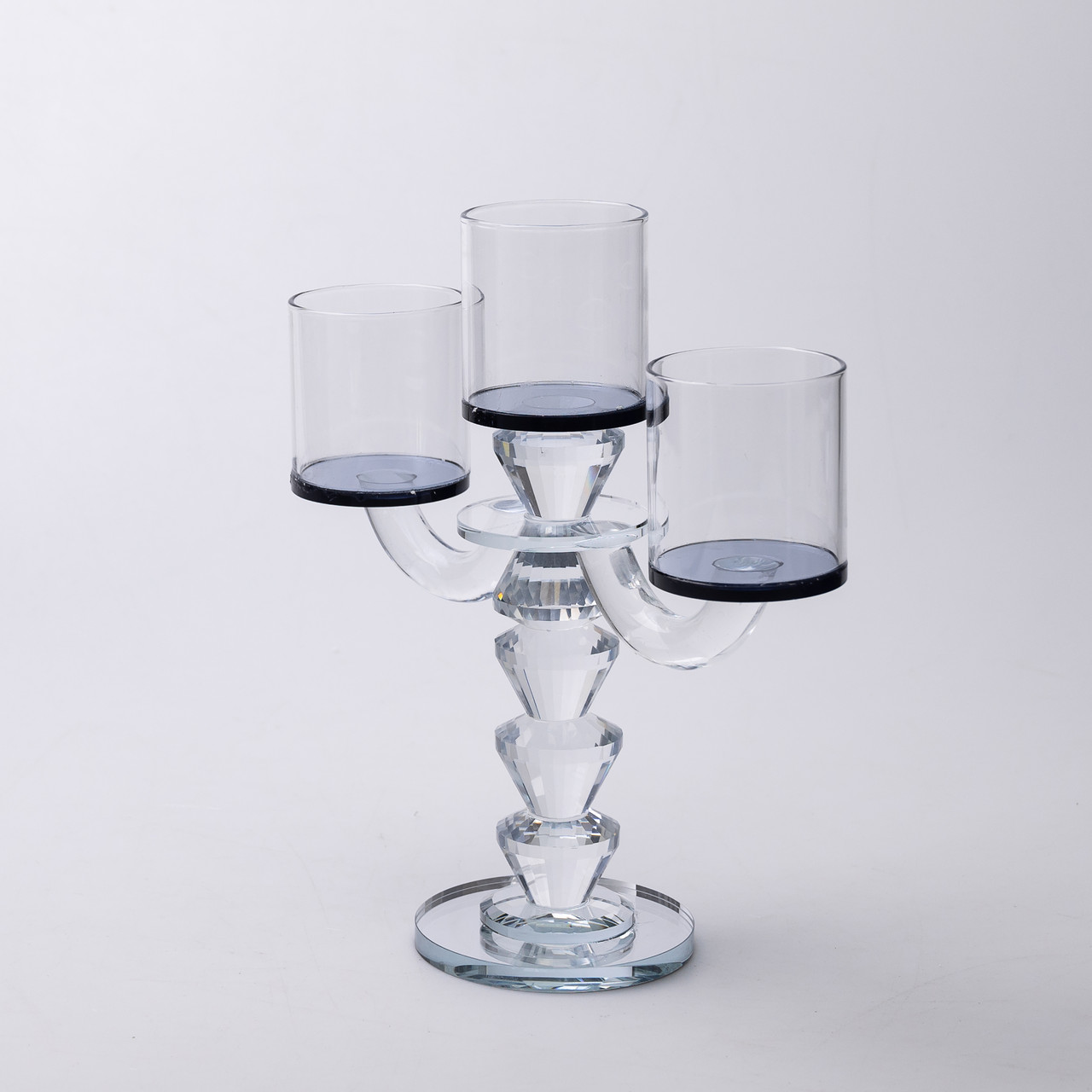 Канделябр на 3 свічки 22×9×23 см підсвічник декоративний скляний на ніжці Чорний_HP-4-22_Milantium_2