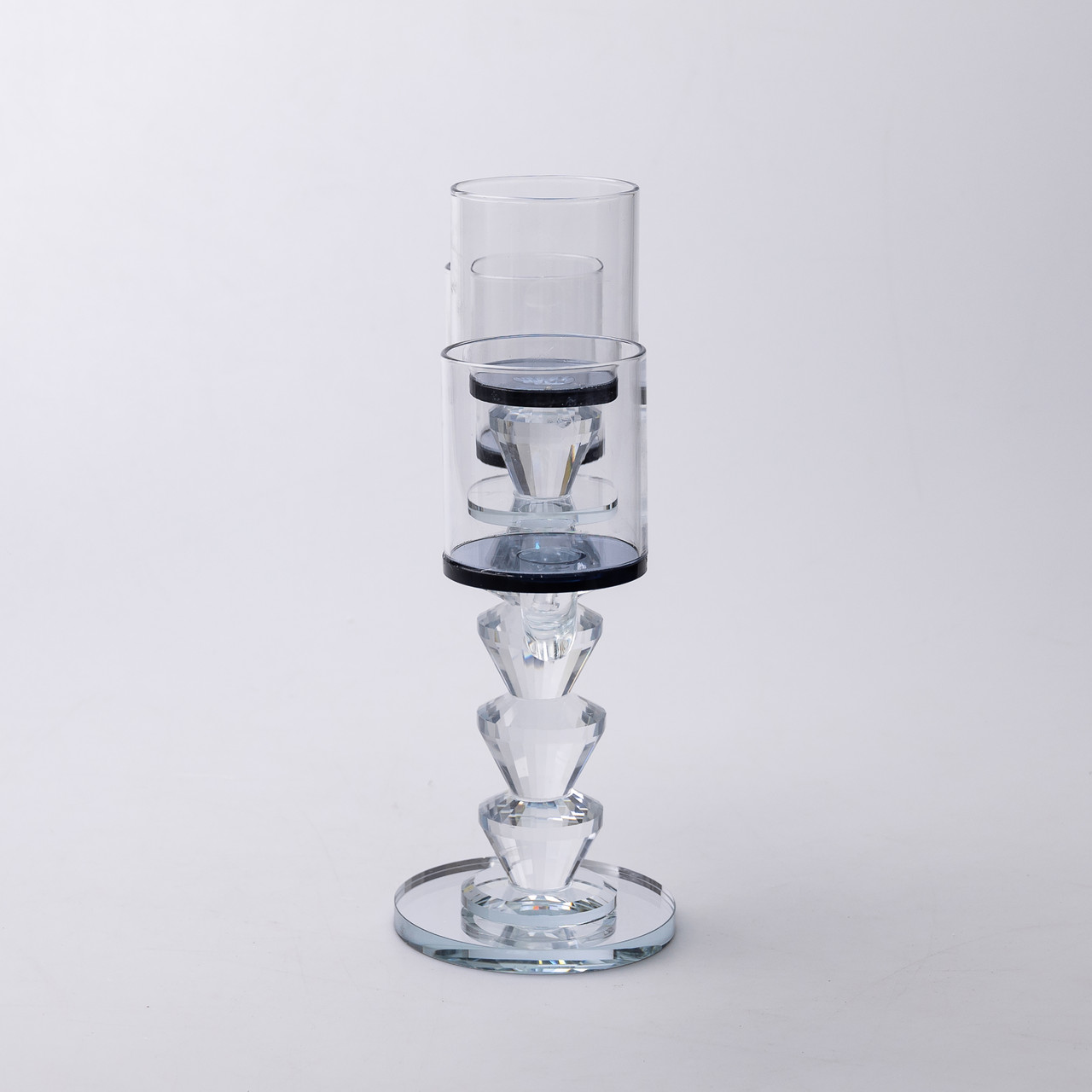 Канделябр на 3 свічки 22×9×23 см підсвічник декоративний скляний на ніжці Чорний_HP-4-22_Milantium_3