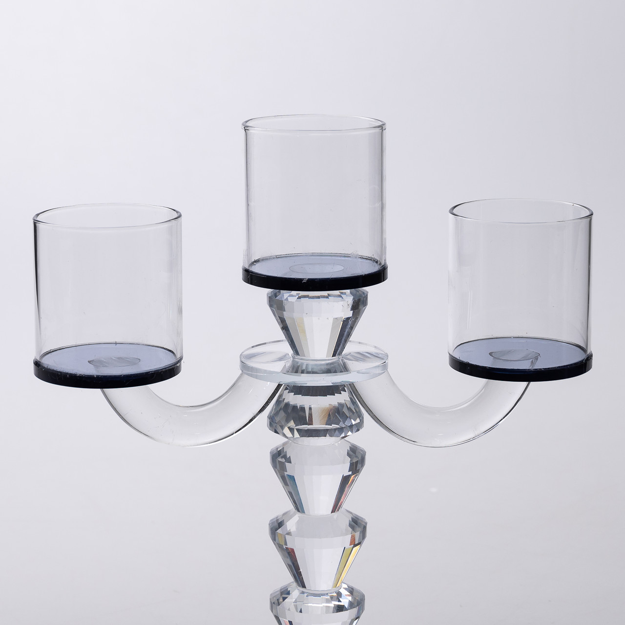 Канделябр на 3 свічки 22×9×23 см підсвічник декоративний скляний на ніжці Чорний_HP-4-22_Milantium_5