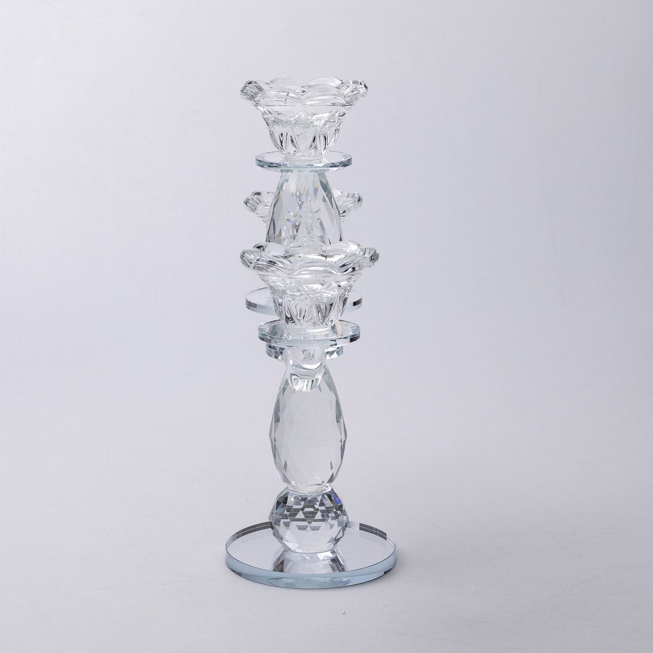 Канделябр на 3 свічки 24×9×25 см свічник настільний декоративний на ніжці прозорий_HP-4-65_Milantium_3