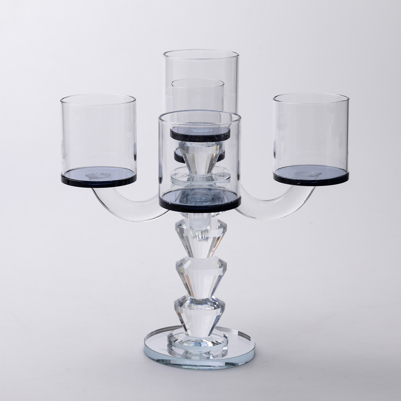 Канделябр на 5 свічок 19×19×24 см підсвічник декоративний скляний на ніжці Чорний_HP-4-23_Milantium_2