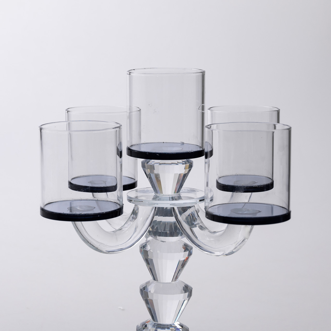 Канделябр на 5 свічок 19×19×24 см підсвічник декоративний скляний на ніжці Чорний_HP-4-23_Milantium_3