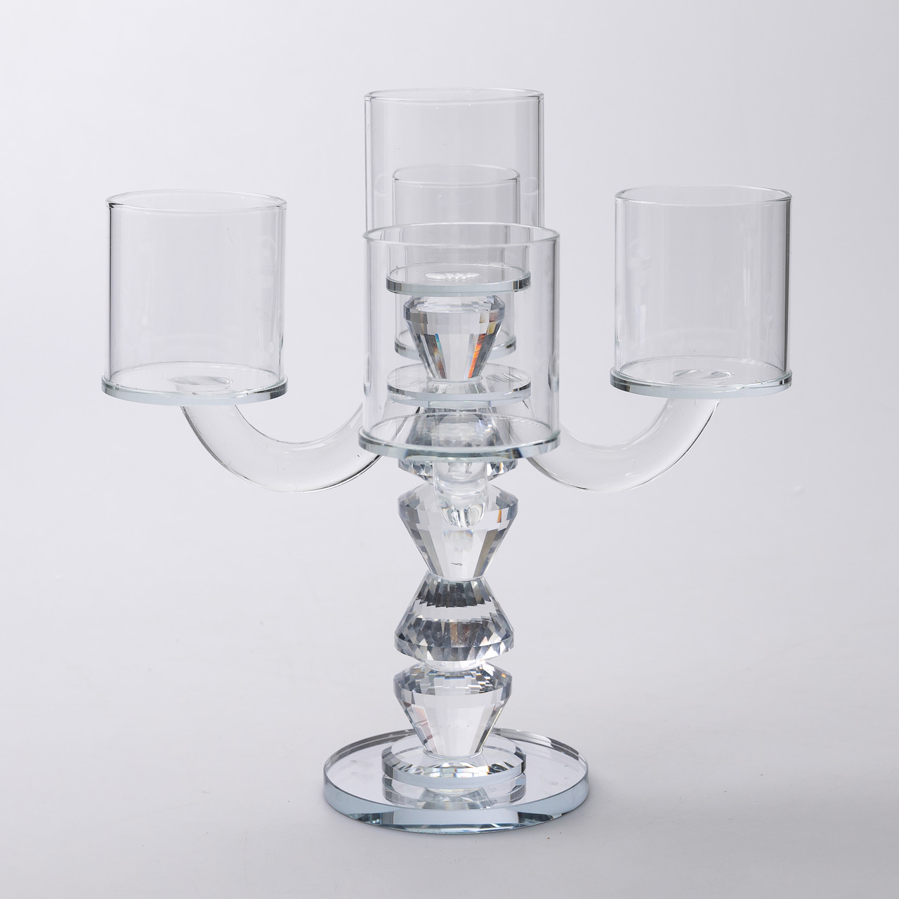 Канделябр на 5 свічок 19×19×24 см підсвічник декоративний скляний на ніжці прозорий_HP-4-31_Milantium_3