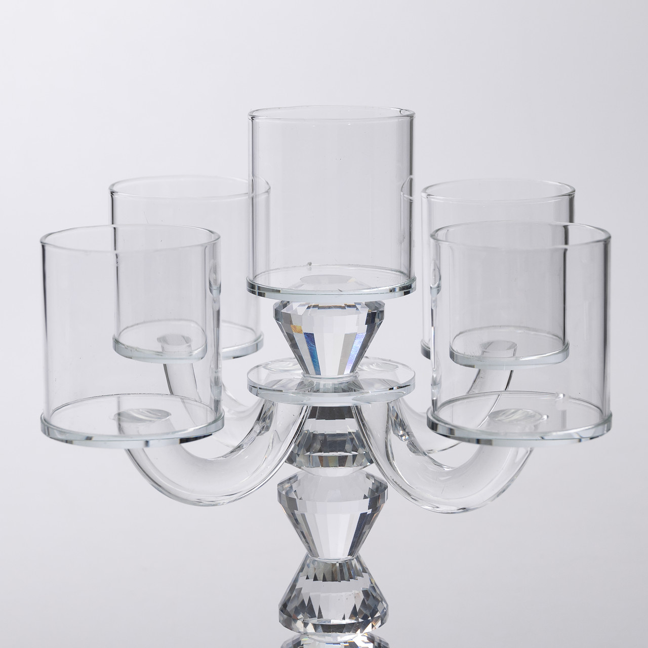 Канделябр на 5 свічок 19×19×24 см підсвічник декоративний скляний на ніжці прозорий_HP-4-31_Milantium_4