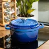 Каструля чавунна емальована 2 л з кришкою Ø20 см Синя_HP-1-2BL_Milantium_6