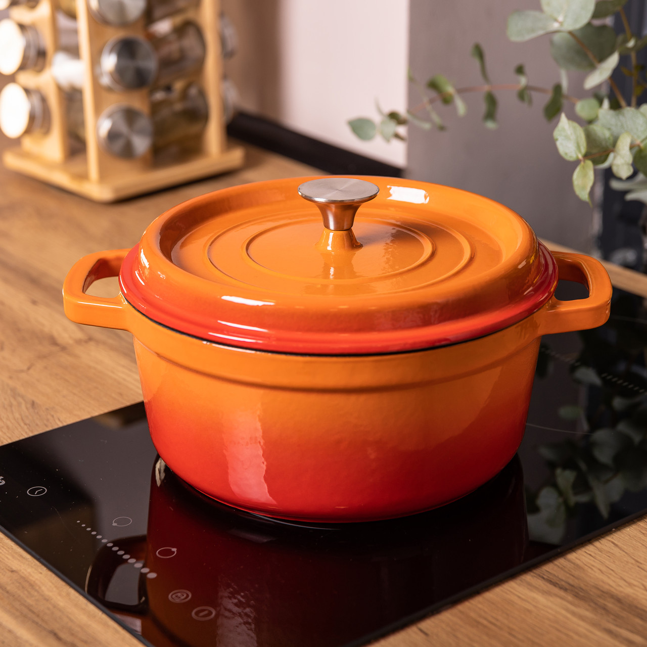 Чугунная эмаль 3 л з кришкою Ø24 см Помаранчева HP-1-3O_HP-1-3O_Milantium_5