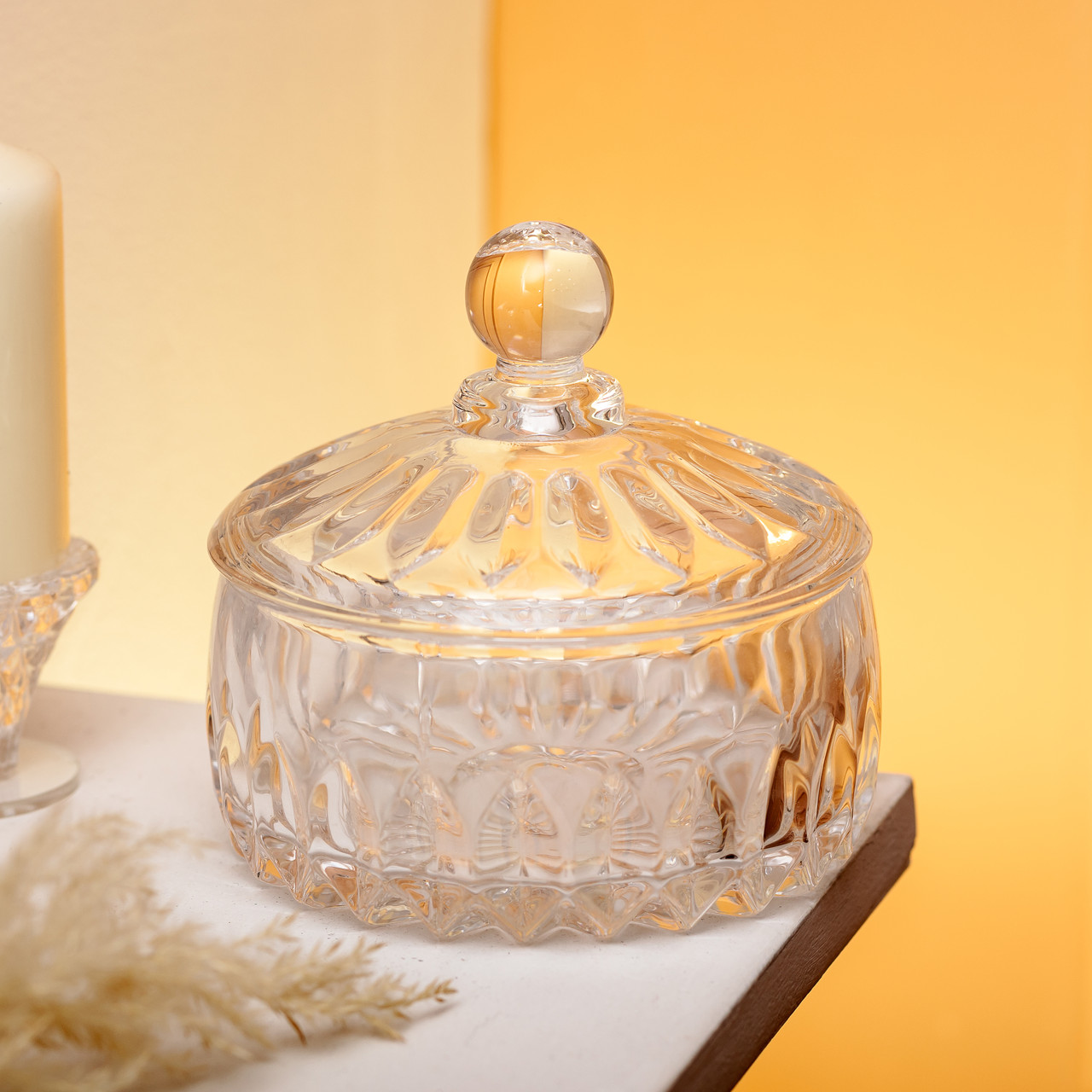 Цукерниця з кришкою кругла скляна прозора HP-4-124_HP-4-124_Milantium_4