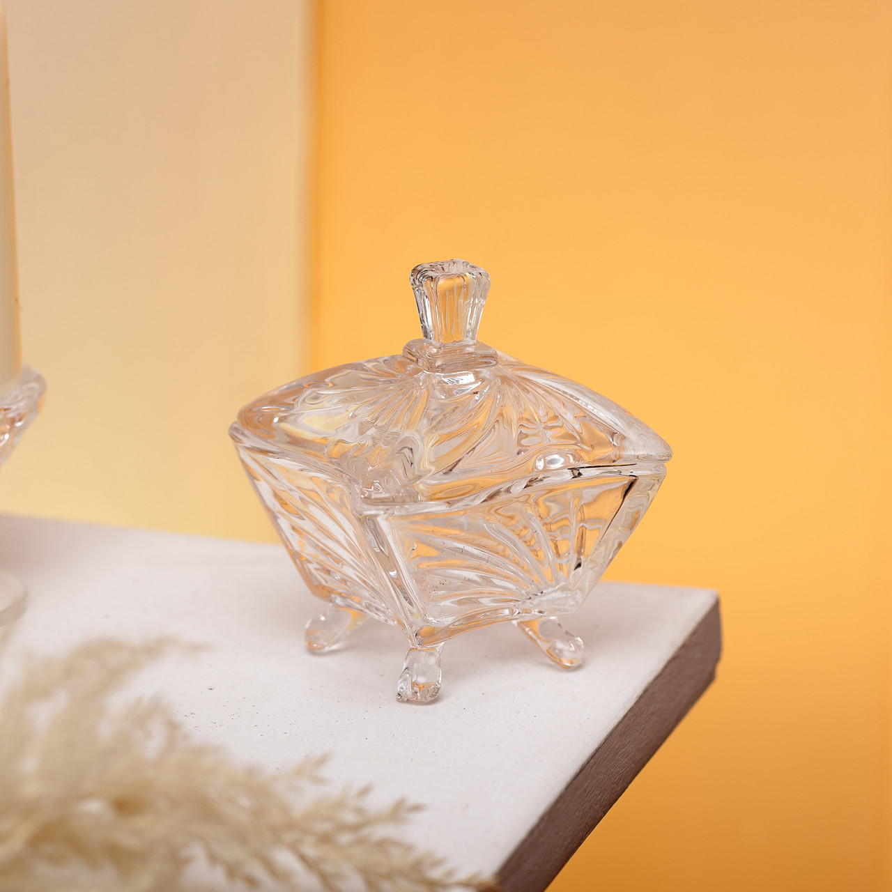 Цукорниця з кришкою 7.5×7.5×9 см ваза цукорниця скляна HP-4-117_HP-4-117_Milantium_5