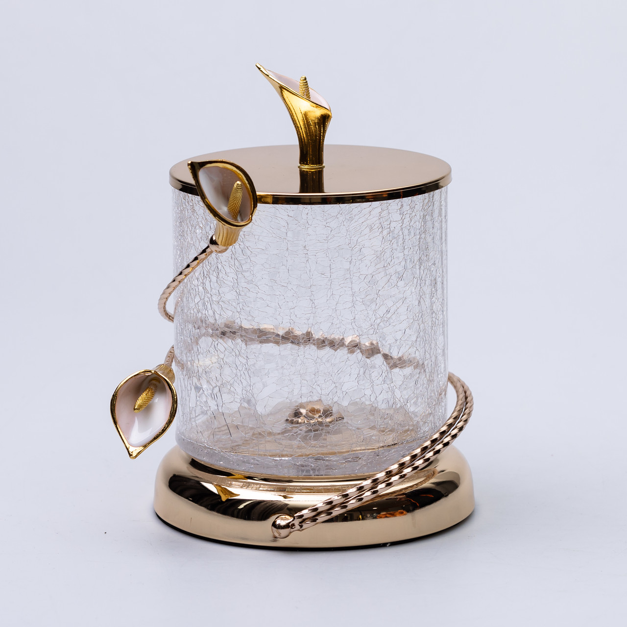 Цукерниця скляна 14×20 см з квітковим металевим декором цукерниця з кришкою HP-7-7_HP-7-7_Milantium_2