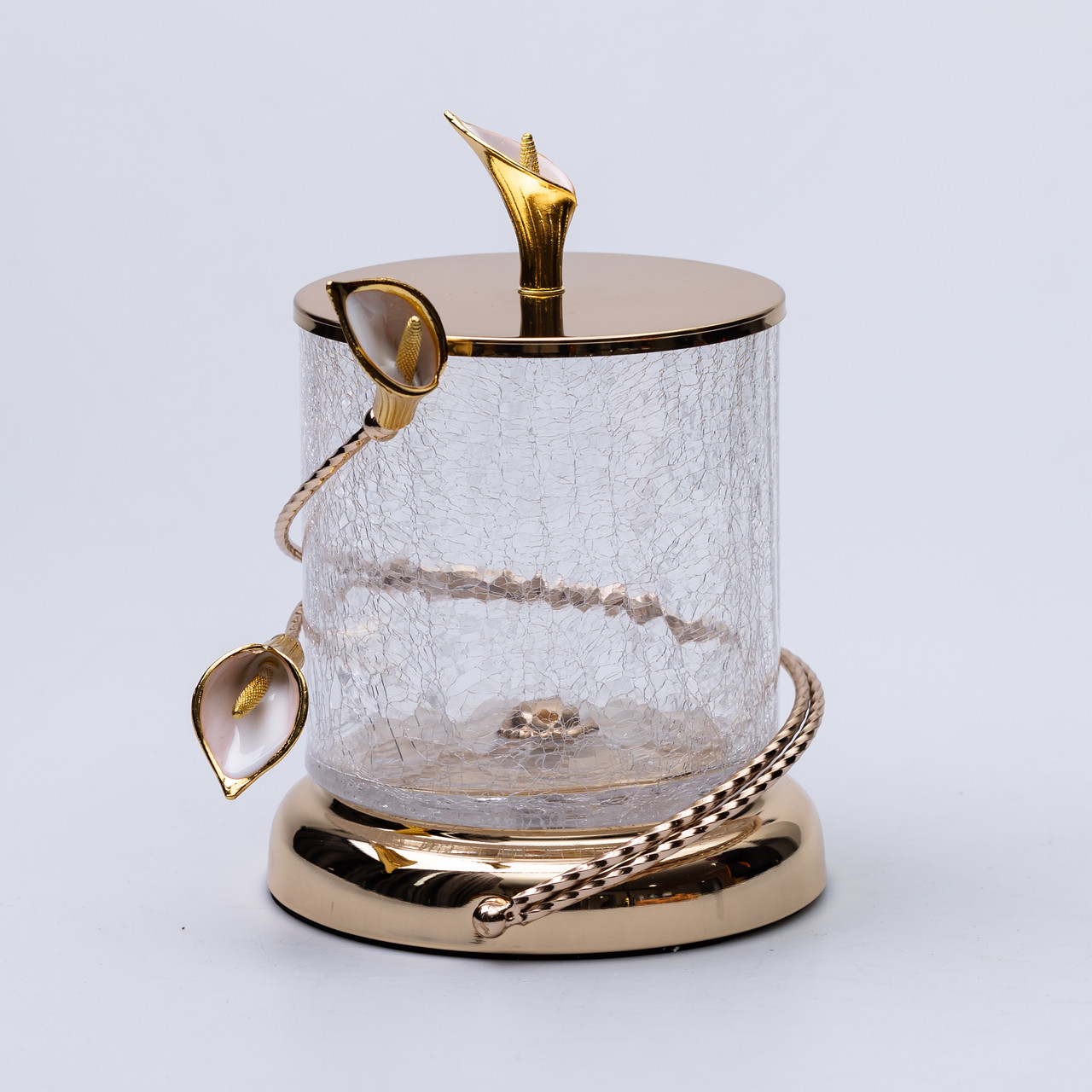 Цукерниця скляна 14×20 см з квітковим металевим декором цукерниця з кришкою HP-7-7_HP-7-7_Milantium_3