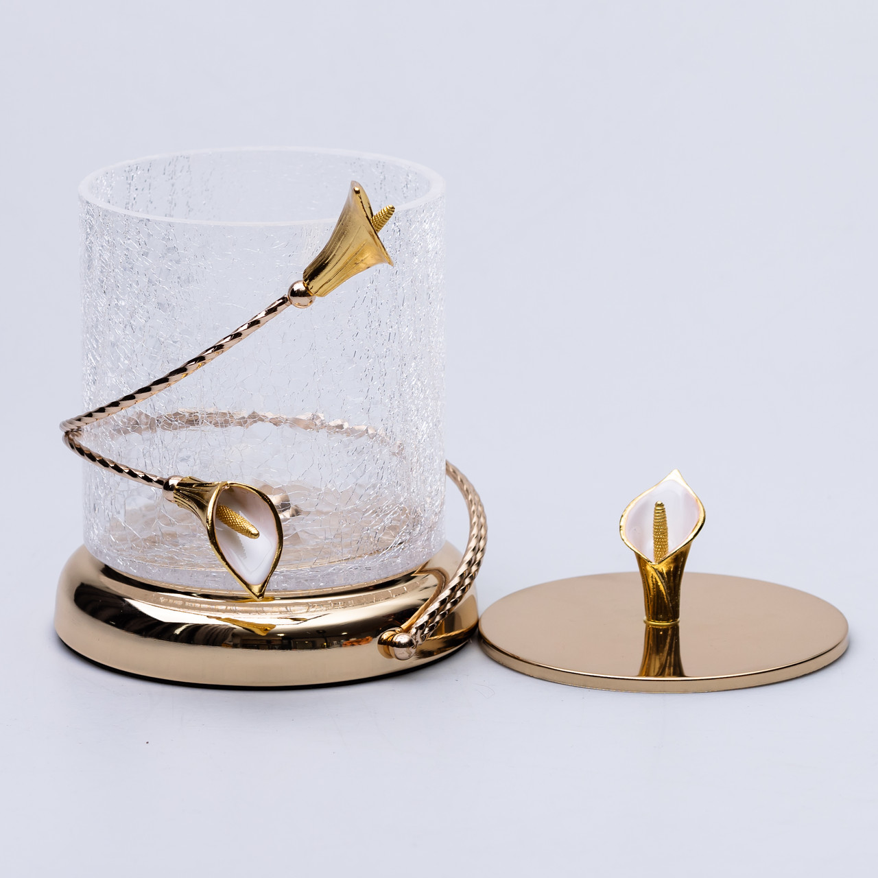 Цукерниця скляна 14×20 см з квітковим металевим декором цукерниця з кришкою HP-7-7_HP-7-7_Milantium_4