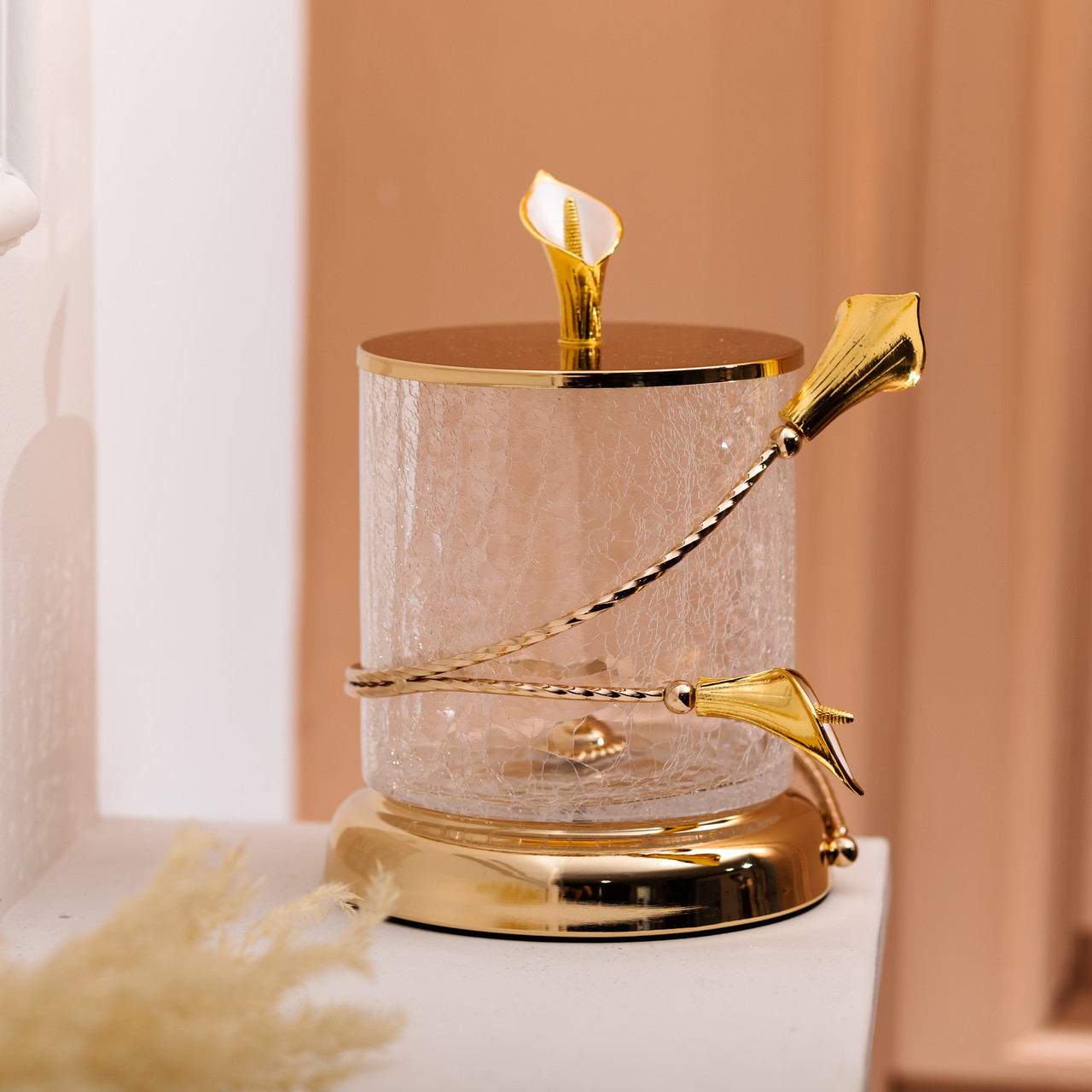 Цукерниця скляна 14×20 см з квітковим металевим декором цукерниця з кришкою HP-7-7_HP-7-7_Milantium_5