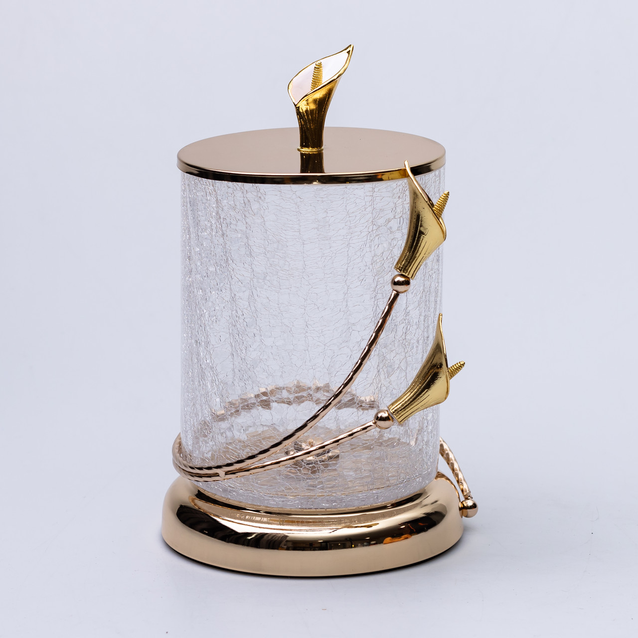 Цукерниця скляна 14×23 см з квітковим металевим декором цукерниця з кришкою HP-7-6_HP-7-6_Milantium_2