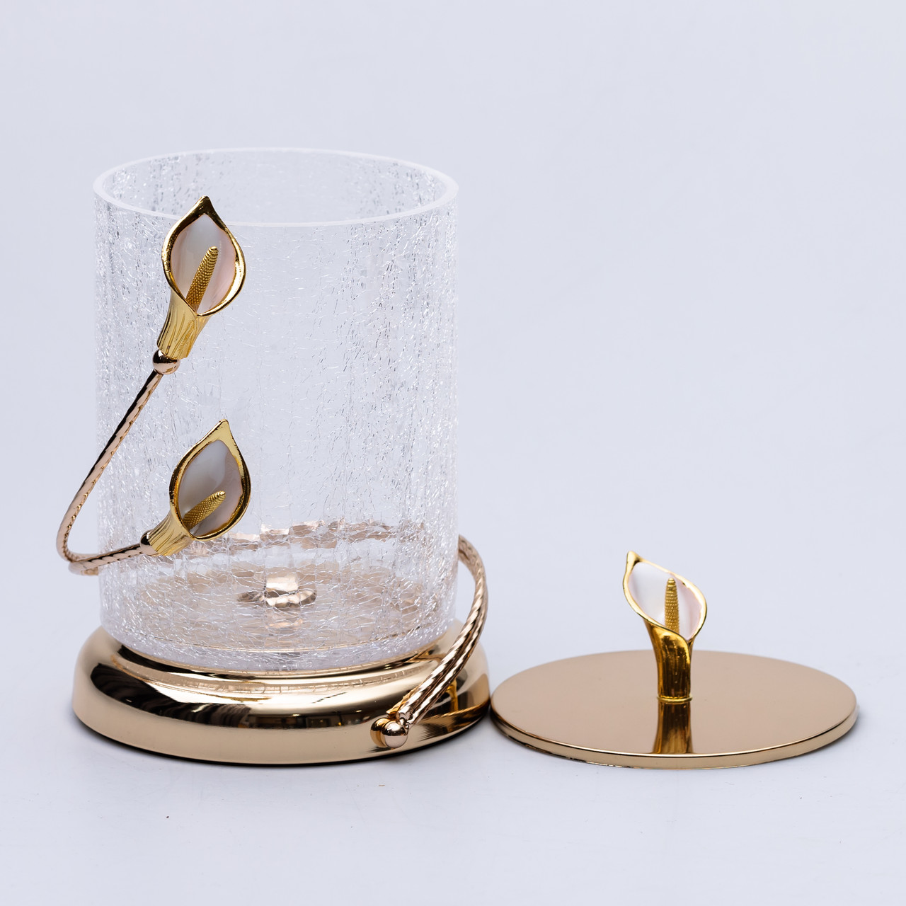 Цукерниця скляна 14×23 см з квітковим металевим декором цукерниця з кришкою HP-7-6_HP-7-6_Milantium_3