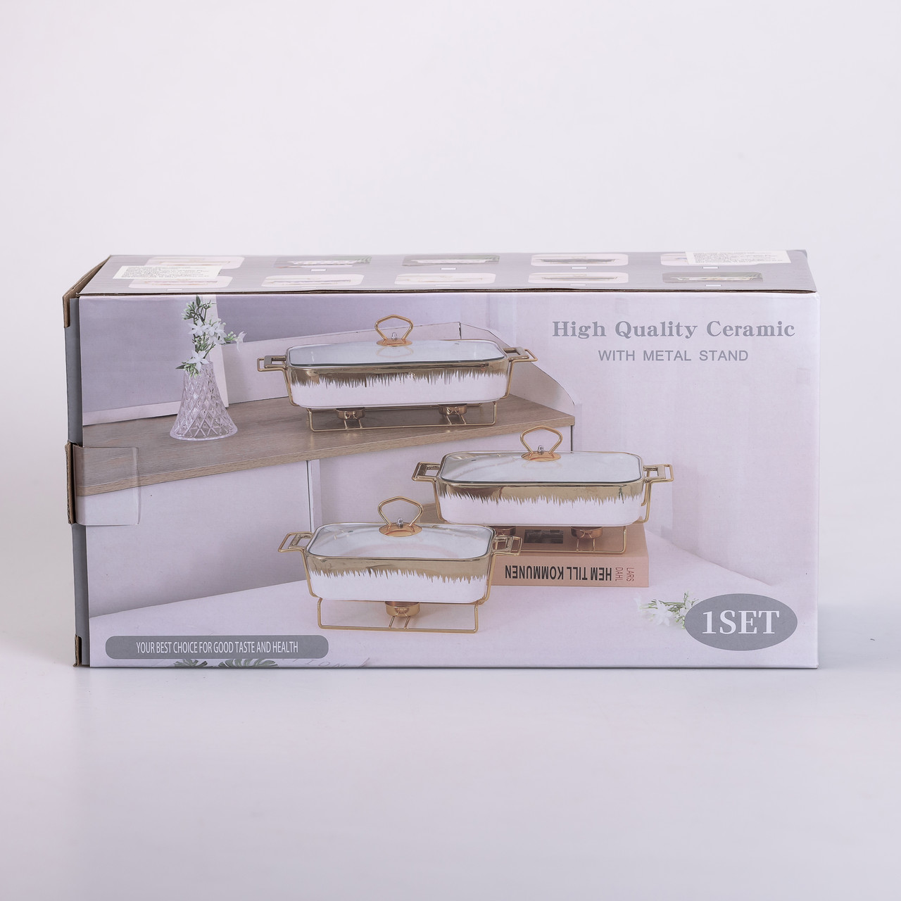 Марміт порцелянаовий із скляною кришкою 38х18.5х15.5 см на металевій підставці 1 л SA1107-S_SA1107-S_Milantium_6