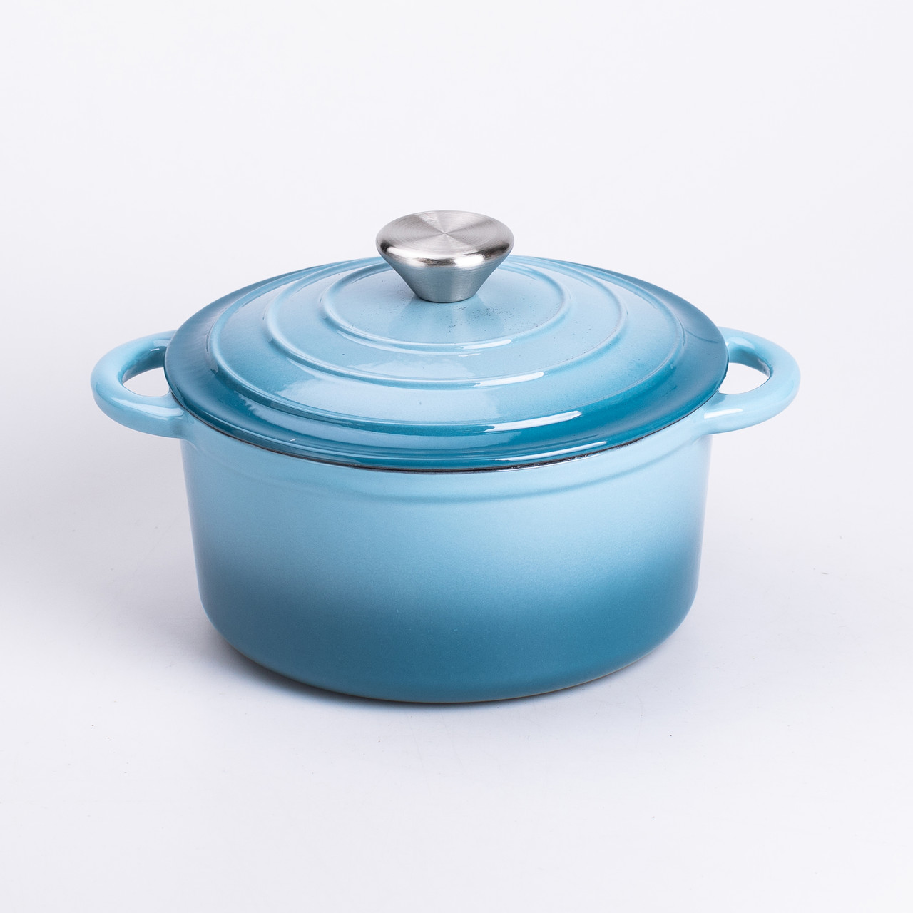 Набір чавунного посуду для приготування 3 каструлі та сковорода з емальованим покриттям Блакитний HP-1-7_HP-1-7_Milantium_7