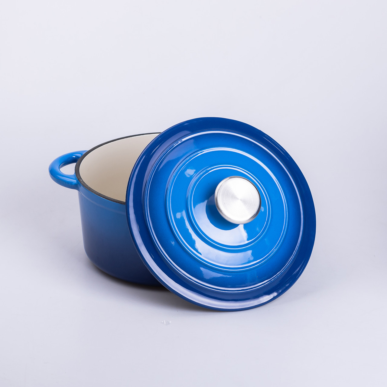 Набір чавунного посуду для приготування 3 каструлі та сковорода з емальованим покриттям Синій HP-1-8_HP-1-8_Milantium_4