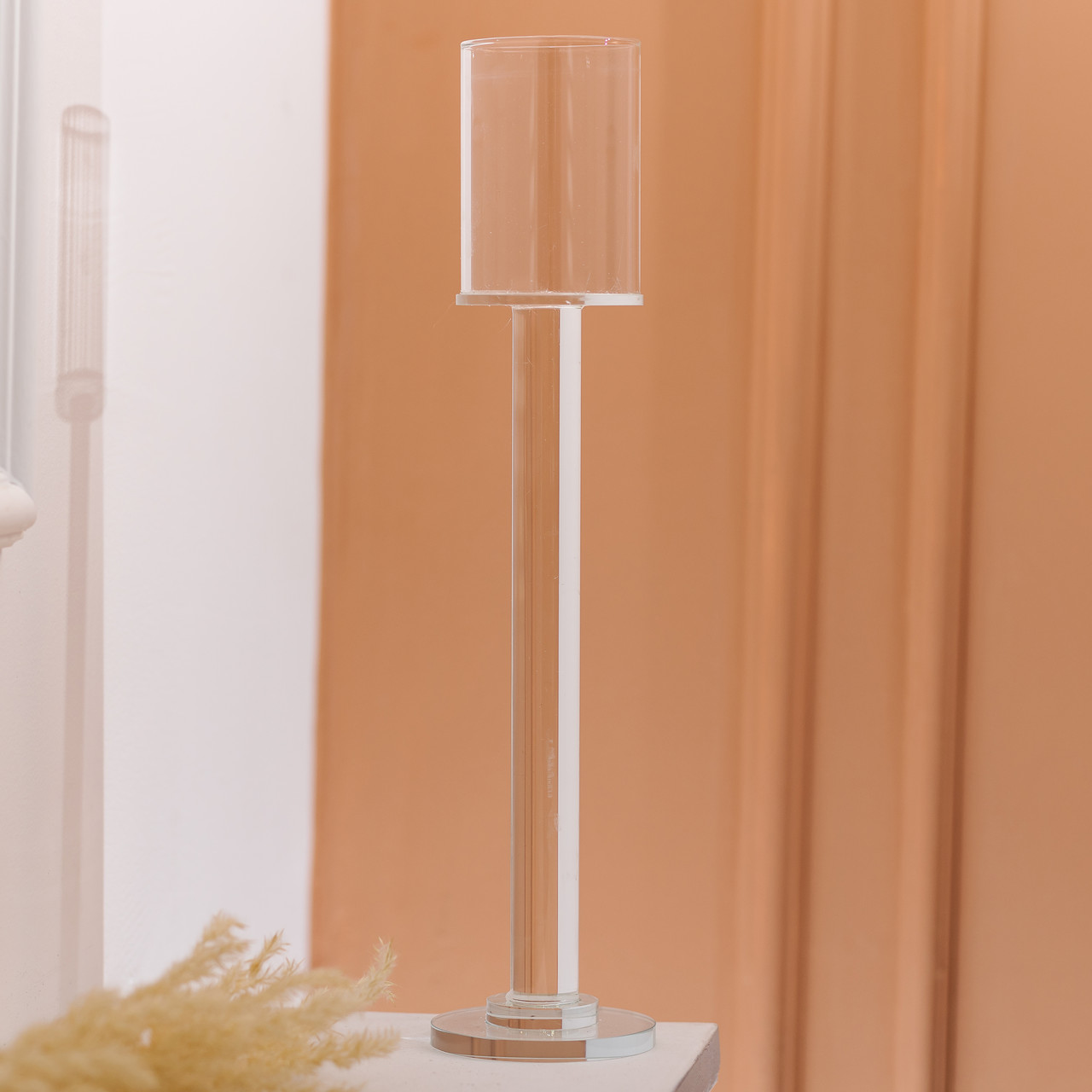 Підсвічник келих скляний на високій ніжці 8×40.5 см декоративний прозорий HP-4-45L_HP-4-45L_Milantium_4