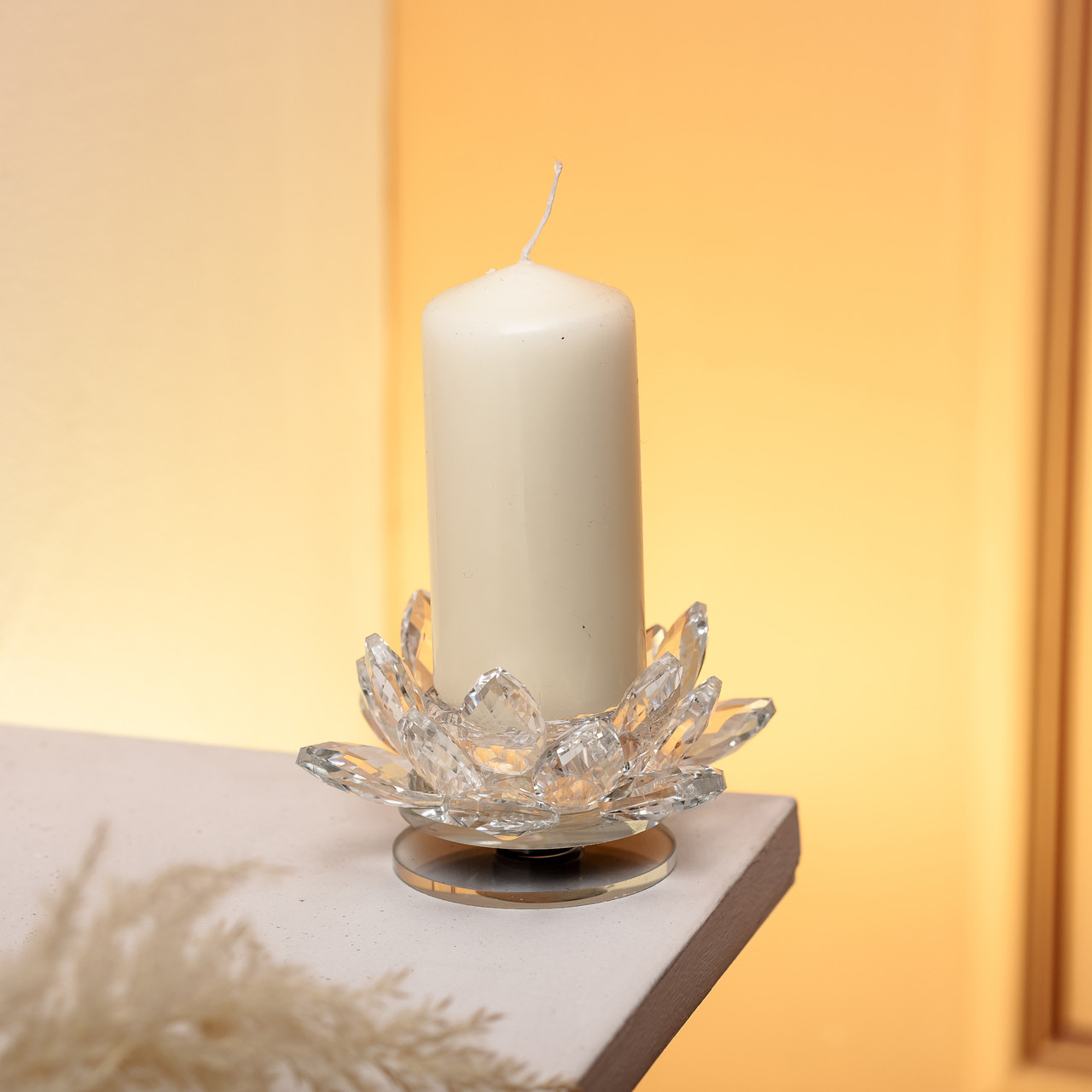 Підсвічник лотос скляний на одну свічку 11×11×6 см декоративний прозорий HP-4-90_HP-4-90_Milantium_4