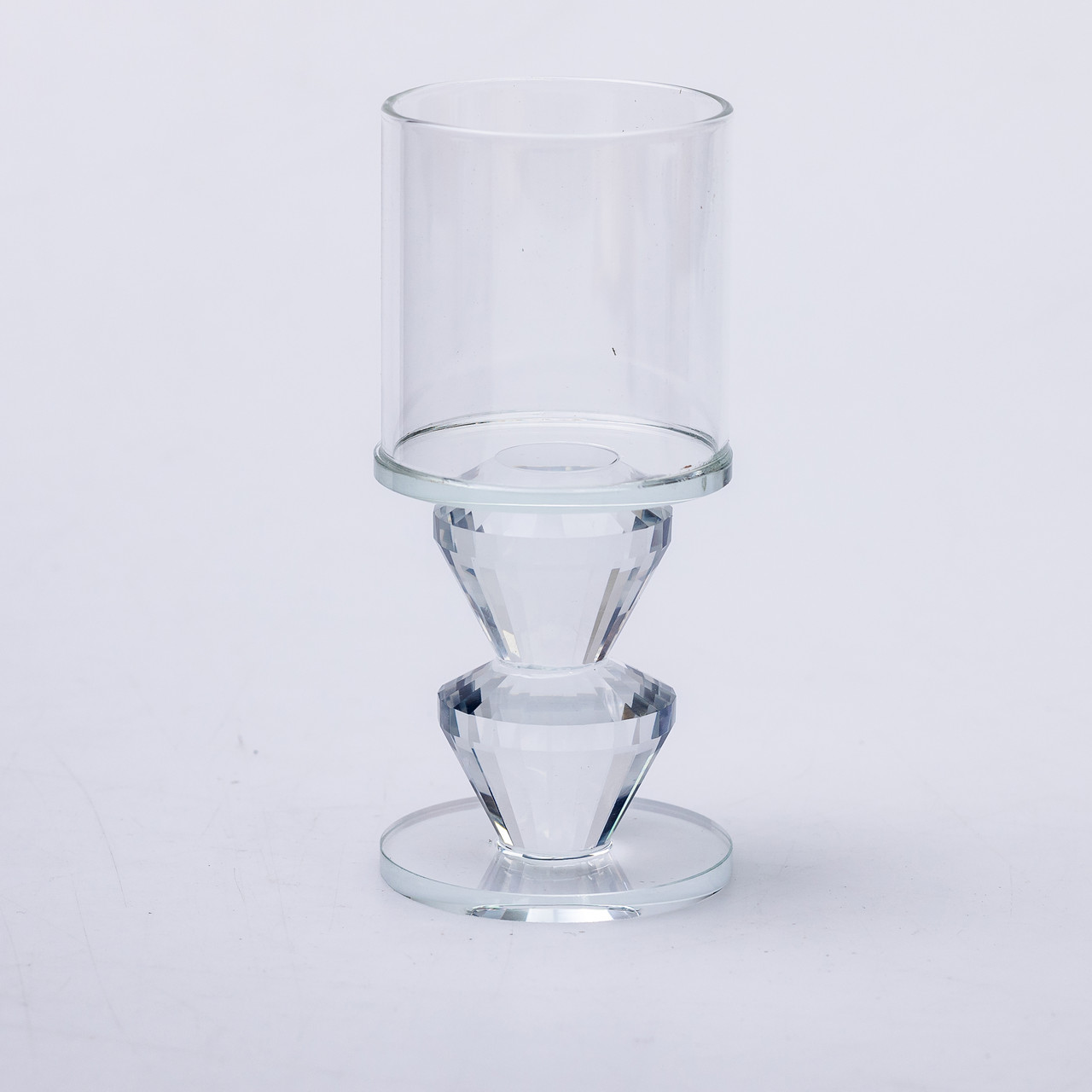 Підсвічник скляний 6×13.3 см на одну свічку підсвічник келих на ніжці декоративний прозорий_HP-4-28M_Milantium_2