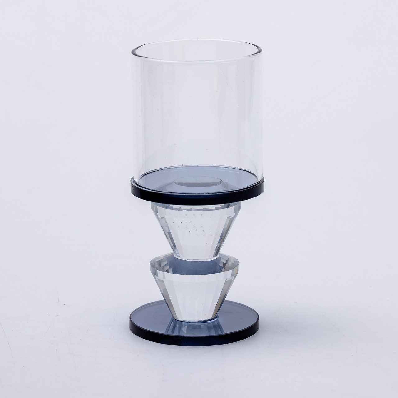 Підсвічник скляний 6×13 см на одну свічку підсвічник келих на ніжці декоративний Сірий_HP-4-20M_Milantium_2