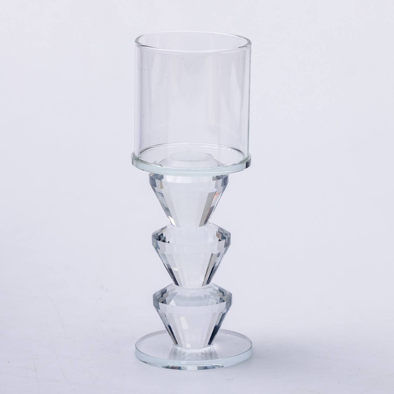Підсвічник скляний 6×16.5 см на одну свічку підсвічник келих на ніжці декоративний прозорий_HP-4-29L_Milantium_2