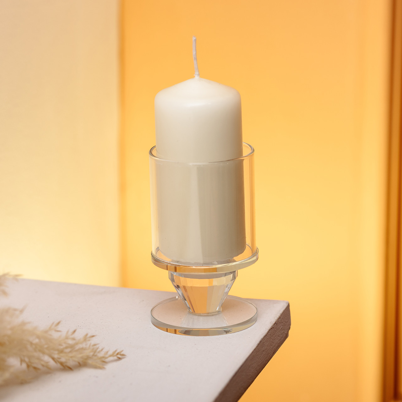 Підсвічник скляний 6×9.3 см на одну свічку підсвічник келих на ніжці декоративний прозорий HP-4-27S_HP-4-27S_Milantium_3