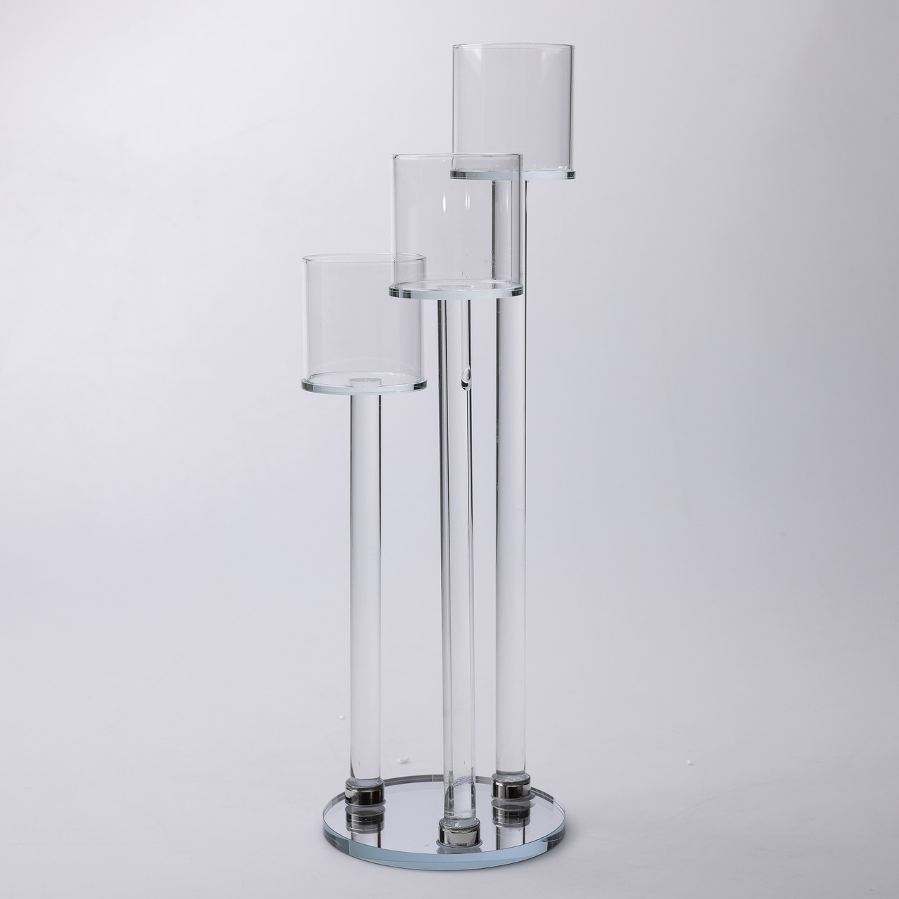 Підсвічник скляний на 3 свічки 12×37.5 см підсвічник декоративний прозорий на ніжці_HP-4-13_Milantium_3