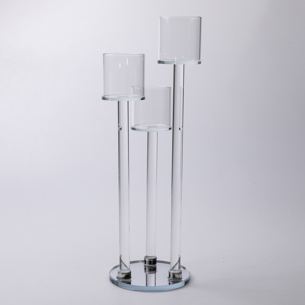 Підсвічник скляний на 3 свічки 12×37.5 см підсвічник декоративний прозорий на ніжці_HP-4-13_Milantium_4